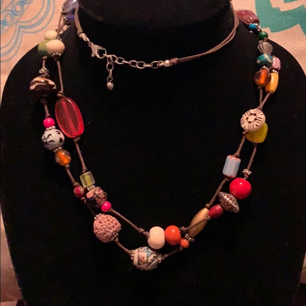 Anthropologie Art Bead Strand Necklace